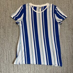 Banana Republic Women's Blue White Striped Signature Tee T-Shirt 100% Cotton XS